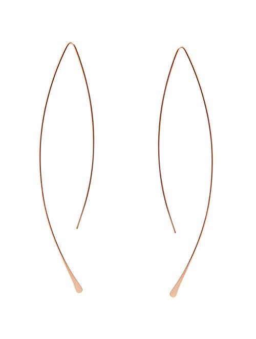 Humble Chic Upside Down Hoop Earrings - Hypoallergenic Lightweight Wire Needle Drop Dangle Threader Hoops for Women, Safe for Sensitive Ears - Plated in 925 Sterling Silv