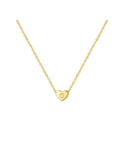 Tiny Gold Heart Choker Necklace,Dainty Cute Initial Heart Pendant Necklace,Rose Necklace,CZ Necklaces for Girls and Women