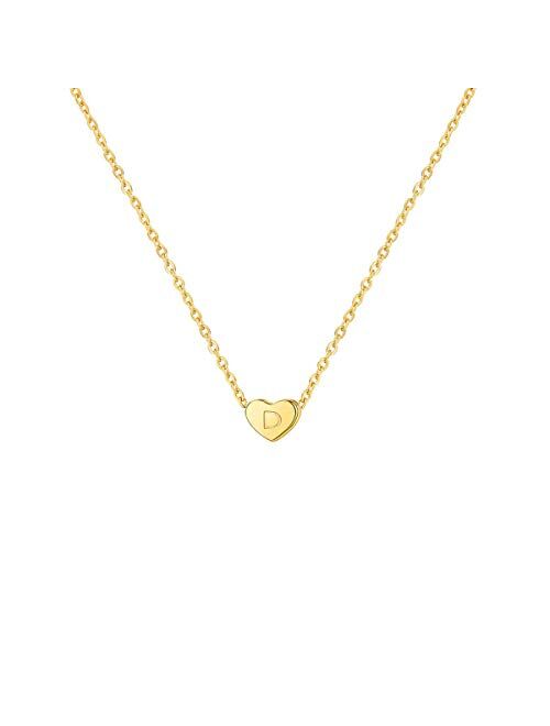 Tiny Gold Heart Choker Necklace,Dainty Cute Initial Heart Pendant Necklace,Rose Necklace,CZ Necklaces for Girls and Women