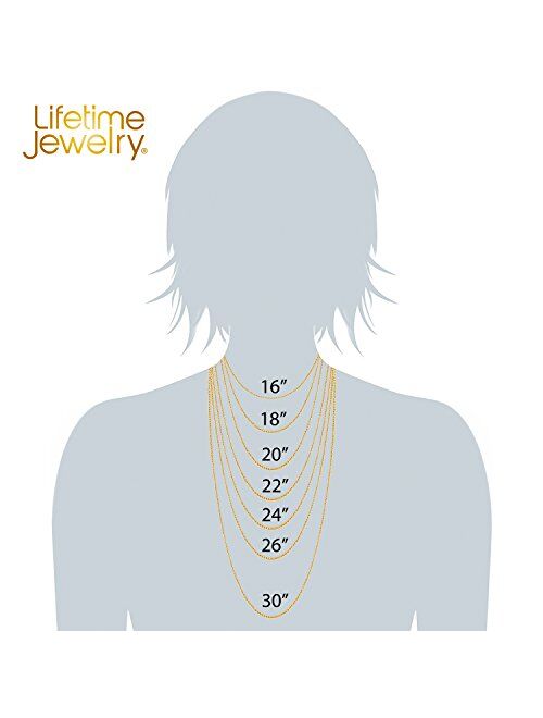 Lifetime Jewelry 1.5mm Figaro Chain Necklace Women and Men 24k Real Gold Plated