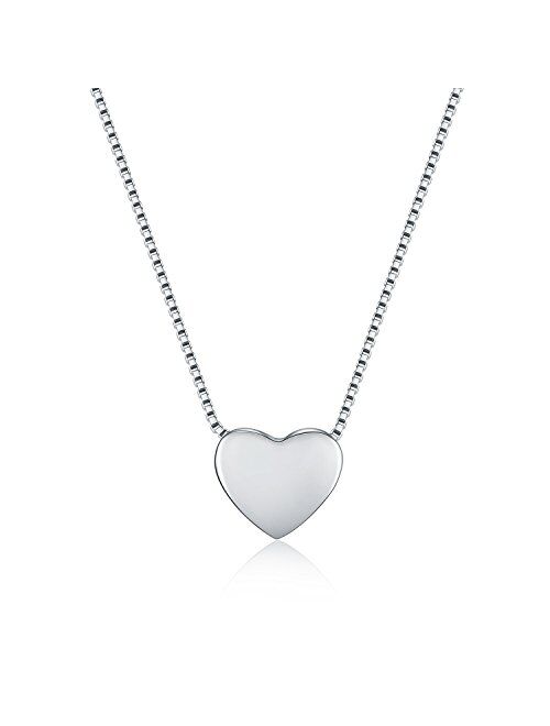 WRISTCHIE Sterling Silver Tiny Floating Heart Necklace 18"