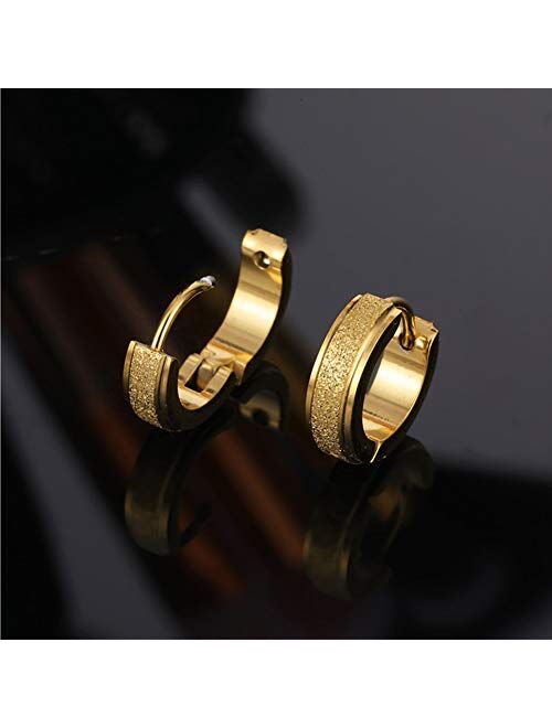 Unisex 3 Pairs Different Style of 18K Gold Plating Hoop Earrings in High Polished Surgical Steel,Safe for Sensitive Ears,Lightweight