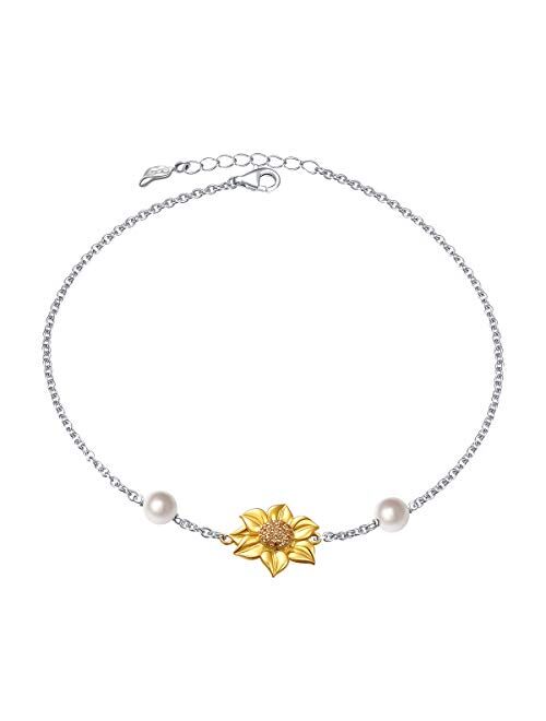 You Are My Sunshine Sunflower Gold Plated S925 Sterling Silver Pendant Necklace Earrings Ring Bracelet Anklet