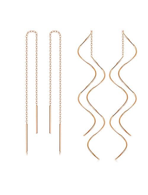 Thunaraz Stainless Steel Tassel Threader Dangle Drop Earrings for Women Lightweight