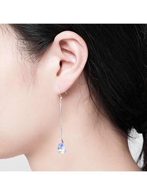 DESIMTION Sterling Silver Drop Dangle Earrings With Color Change Crystal From Swarovski,Earrings for Women Gifts for Sister Wife Friend