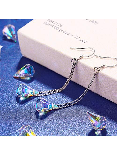 DESIMTION Sterling Silver Drop Dangle Earrings With Color Change Crystal From Swarovski,Earrings for Women Gifts for Sister Wife Friend