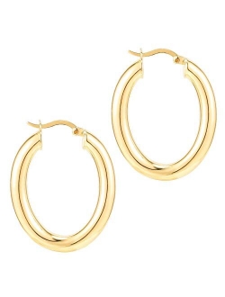 14K Gold Plated Sterling Silver Post Monet Oval Chunky Lightweight Hoop Earrings for Women