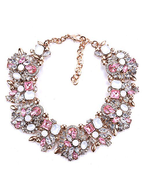 Bib Statement Necklace Colorful Glass Crystal Collar Choker Necklace for Women Fashion Accessories