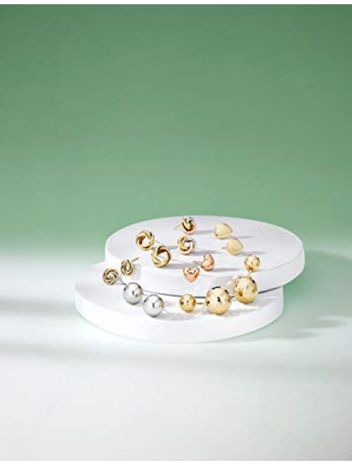 14k Yellow, White or Rose Gold Ball Stud Earrings
