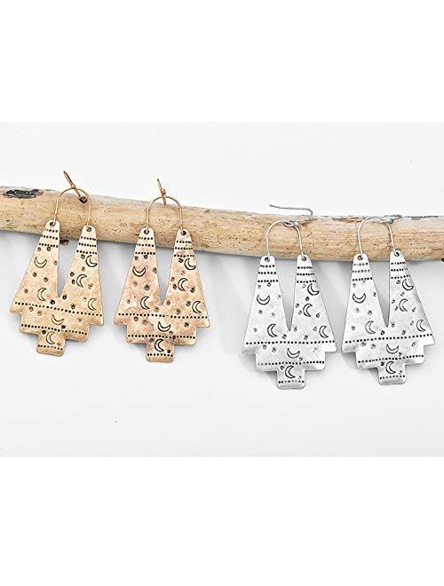 Zealmer Gudukt Boho Ethnic Earrings Hollow Out Fan Shape Geometric Drop Earrings for Women