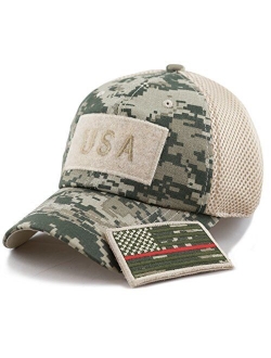 The Hat Depot Cotton & Pigment Low Profile Tactical Operator USA Flag Patch Military Army Cap