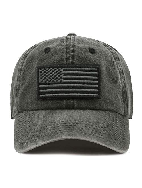 The Hat Depot Cotton & Pigment Low Profile Tactical Operator USA Flag Patch Military Army Cap