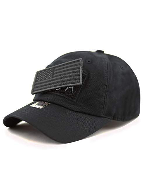 The Hat Depot Cotton & Pigment Low Profile Tactical Operator USA Flag Patch Military Army Cap