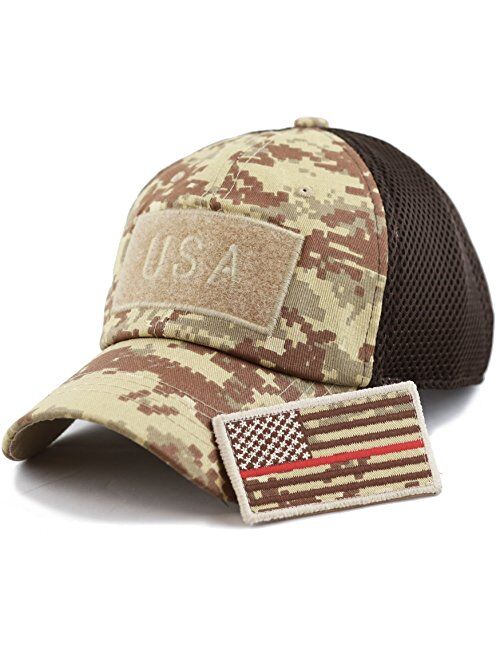 The Hat Depot Cotton & Pigment Low Profile Tactical Operator USA Flag Patch Military Army Cap