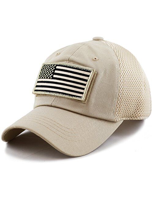 The Hat Depot Cotton & Pigment Low Profile Tactical Operator USA Flag Patch Military Army Cap