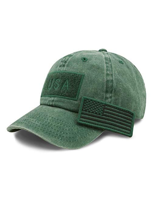 The Hat Depot Cotton & Pigment Low Profile Tactical Operator USA Flag Patch Military Army Cap