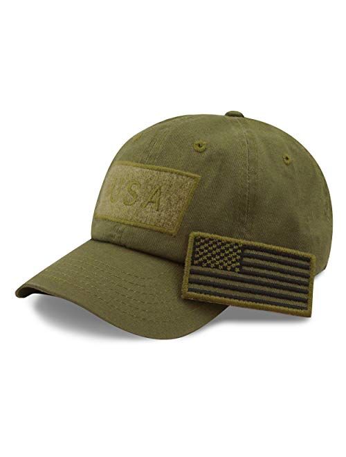 The Hat Depot Cotton & Pigment Low Profile Tactical Operator USA Flag Patch Military Army Cap