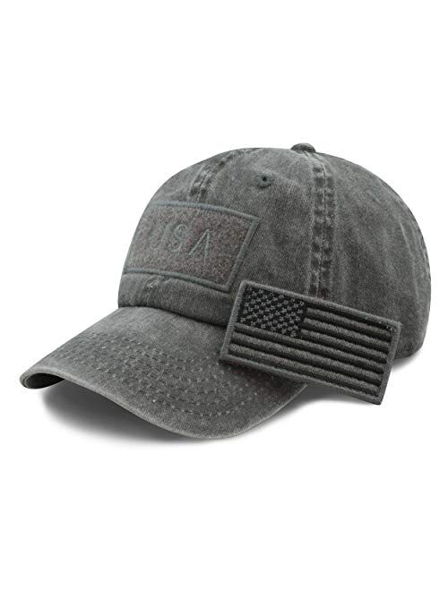 The Hat Depot Cotton & Pigment Low Profile Tactical Operator USA Flag Patch Military Army Cap