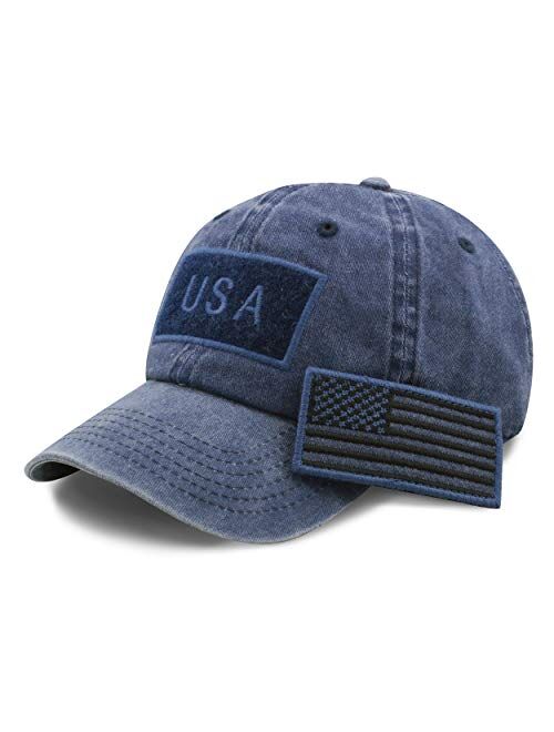 The Hat Depot Cotton & Pigment Low Profile Tactical Operator USA Flag Patch Military Army Cap