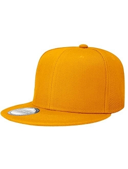 Classic Snapback Hat Cap Hip Hop Style Flat Bill Blank Solid Color Adjustable Size