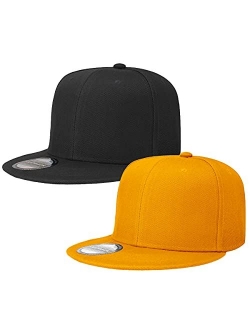 Classic Snapback Hat Cap Hip Hop Style Flat Bill Blank Solid Color Adjustable Size