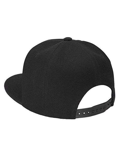 Classic Snapback Hat Cap Hip Hop Style Flat Bill Blank Solid Color Adjustable Size