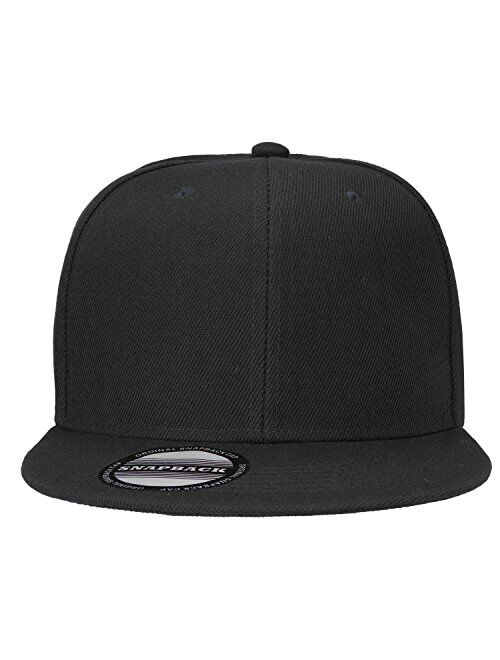 Classic Snapback Hat Cap Hip Hop Style Flat Bill Blank Solid Color Adjustable Size