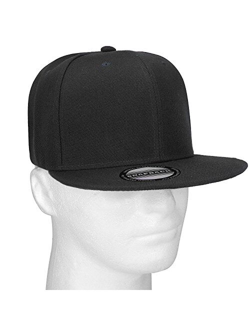 Classic Snapback Hat Cap Hip Hop Style Flat Bill Blank Solid Color Adjustable Size