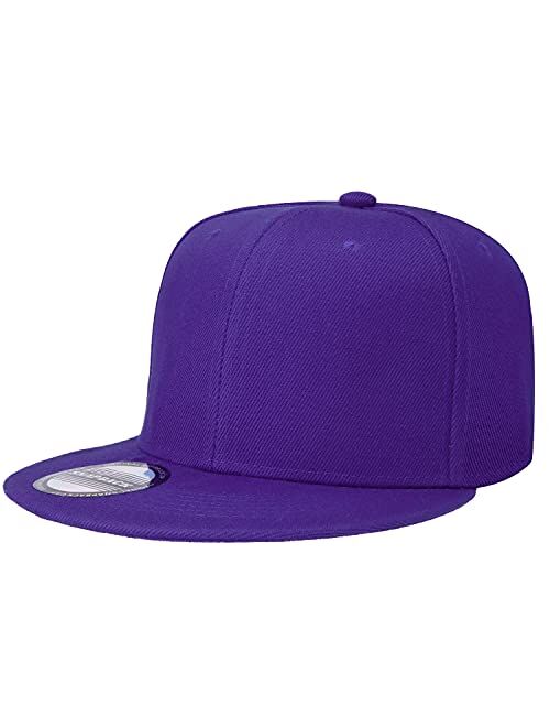 Classic Snapback Hat Cap Hip Hop Style Flat Bill Blank Solid Color Adjustable Size