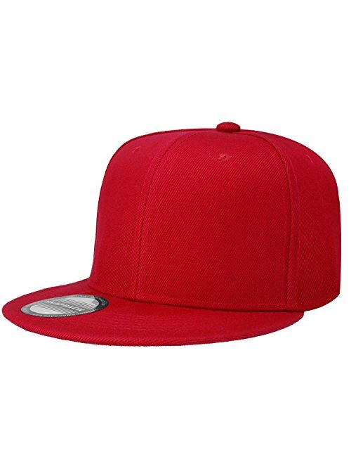 Classic Snapback Hat Cap Hip Hop Style Flat Bill Blank Solid Color Adjustable Size