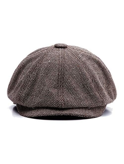 KeepSa Men Visor Woolen Newsboy Beret Caps Outdoor Casual Winter Cabbie Ivy Flat Hat