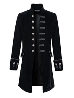 Mens Velvet Goth Steampunk Victorian Frock Coat