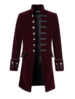 Mens Velvet Goth Steampunk Victorian Frock Coat