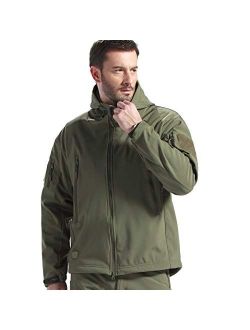Men's Fleece Lined Softshell Jacket Water Resistant Tactical Jacket
