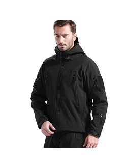 Men's Fleece Lined Softshell Jacket Water Resistant Tactical Jacket