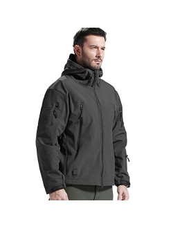 Men's Fleece Lined Softshell Jacket Water Resistant Tactical Jacket