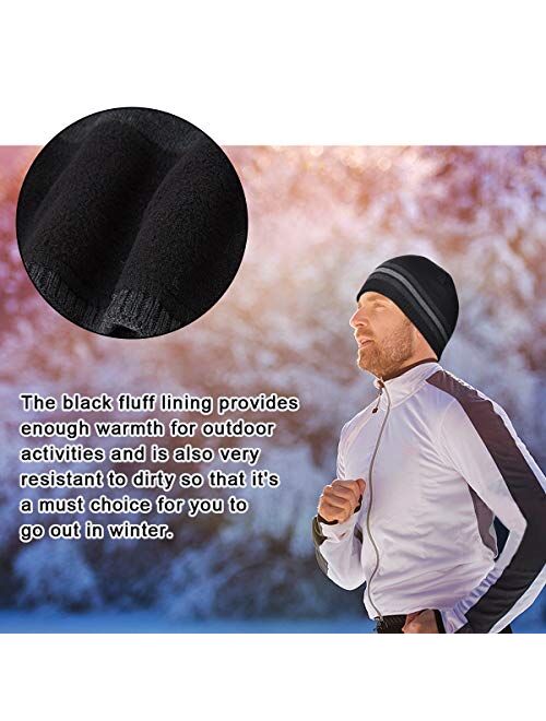 OMECHY Mens Winter Beanie Hat Oversized Warm Knit Fleece Lined Short Beanie Ski Skull Cap