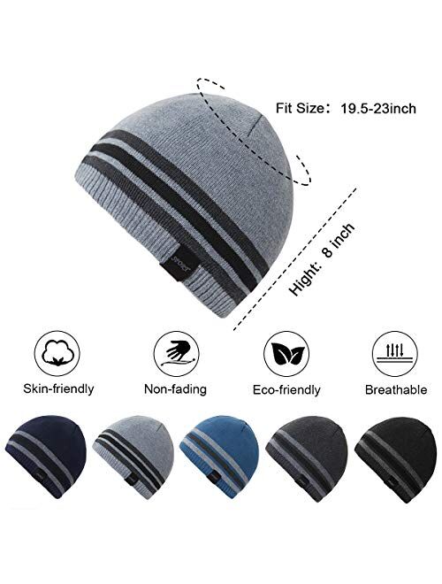 OMECHY Mens Winter Beanie Hat Oversized Warm Knit Fleece Lined Short Beanie Ski Skull Cap