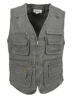 LUSI MADAM Men's Stone Washed Denim Multi-pocketed Fishing Work Outerwear Vest