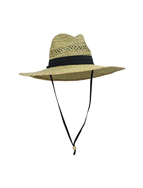 Men's Straw Outback Lifeguard Sun Hat with Wide Brim