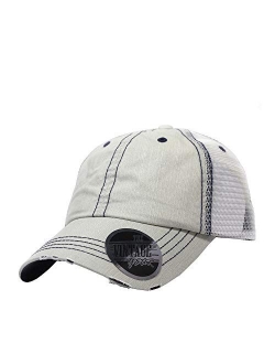 The Vintage Year Washed Cotton Unstructured Soft Mesh Adjustable Trucker Baseball Cap