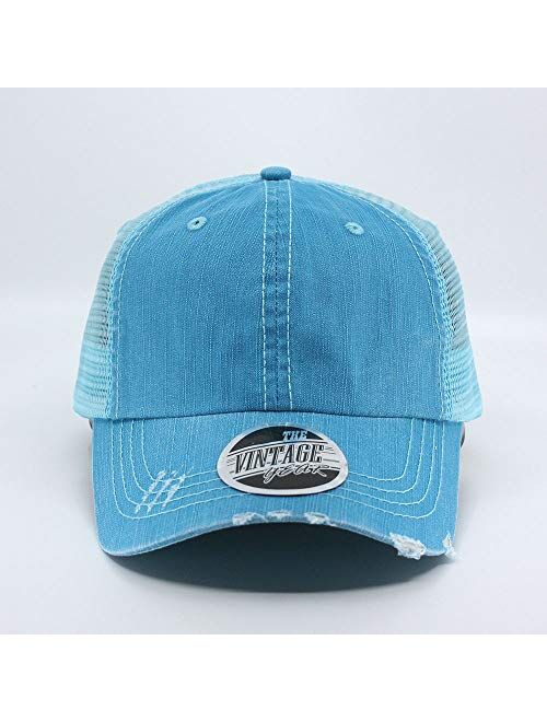 The Vintage Year Washed Cotton Unstructured Soft Mesh Adjustable Trucker Baseball Cap