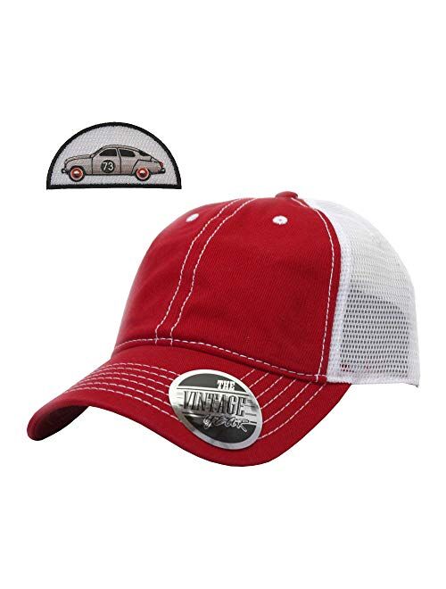 The Vintage Year Washed Cotton Unstructured Soft Mesh Adjustable Trucker Baseball Cap