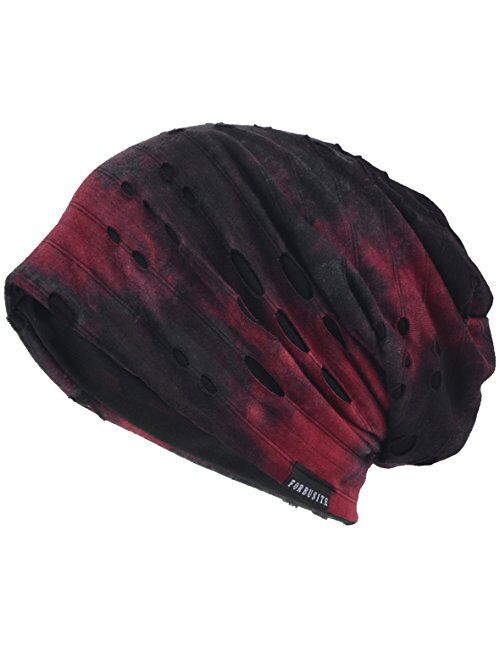 JESSE RENA Men's Chic Striped Thin Baggy Slouch Summer Beanie Skull Cap Hat