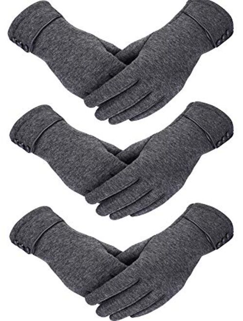 Patelai 3 Pairs Women Winter Gloves Warm Touchscreen Gloves Windproof Gloves for Women Girls Winter Using