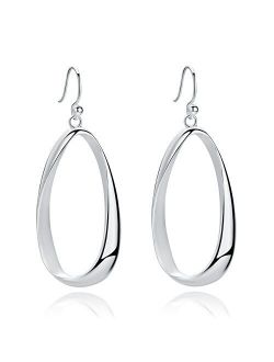 SA SILVERAGE 925 Sterling Silver Twisted Hoop Earrings Oval Round Dangle Teardrop Earrings For Women (With Blue Velvet Bag)