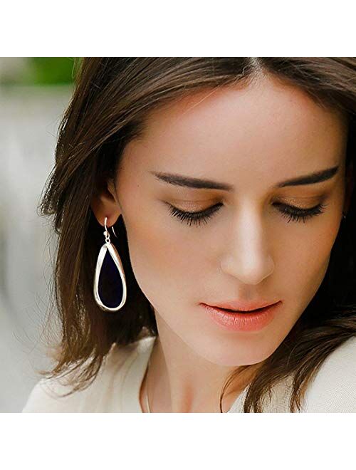 SA SILVERAGE 925 Sterling Silver Twisted Hoop Earrings Oval Round Dangle Teardrop Earrings For Women (With Blue Velvet Bag)