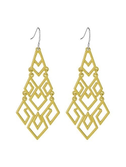 D EXCEED Women's Chandelier Drop Earrings Gift Wrapped Fashion Gold Cutout Tiered Dangle Drop Earrings