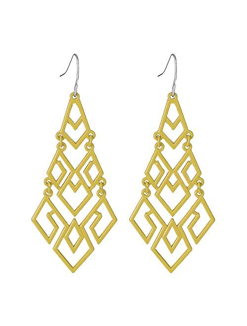 D EXCEED Women's Chandelier Drop Earrings Gift Wrapped Fashion Gold Cutout Tiered Dangle Drop Earrings