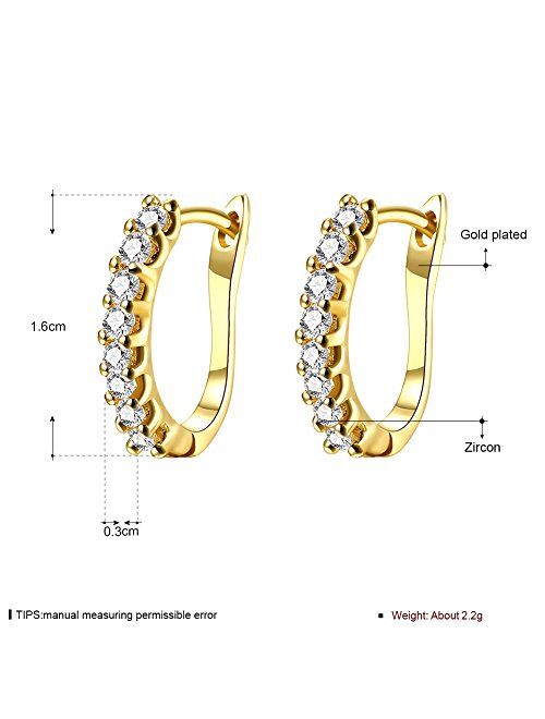 Buycitky 14k White Gold Plated Small Hoop Earrings for Women Huggie Earrings Piercings with Clear Cubic Zirconia, Best Ideas